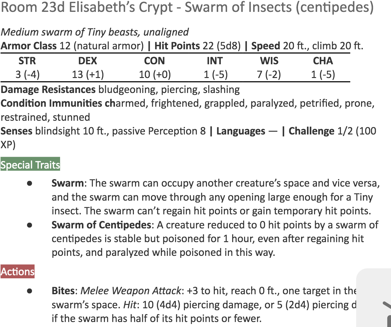 Swarm of Insects (Centipedes) Statblock.png